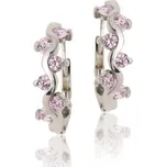 Zlaté náušnice, pink zirkony, bílé i žluté zlato - VE 184