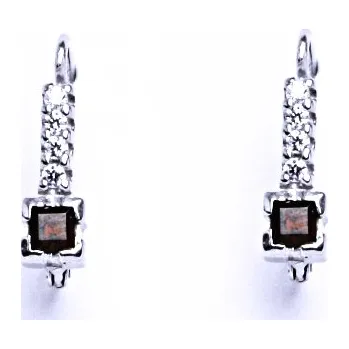 Náušnice Zlaté naušnice přírodní granát a zirkony, bílé i žluté zlato - VE 59