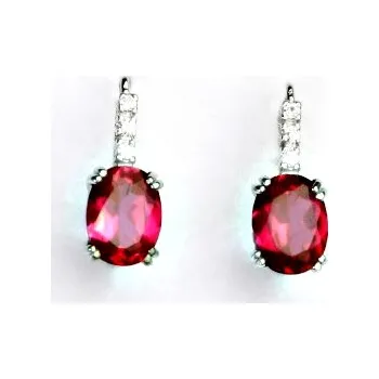 Šperk Stříbrné náušnice, zirkon rubín , náušnice ze stříbra, VE 8