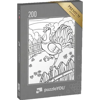 Puzzle puzzle 200 dílků „puzzleOMALOVÁNKY: Ptáci, kohout na plotě“