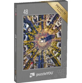 Puzzle puzzle 48 dílků „Dokonalý letecký pohled na Vítězný oblouk, Paříž, Francie“