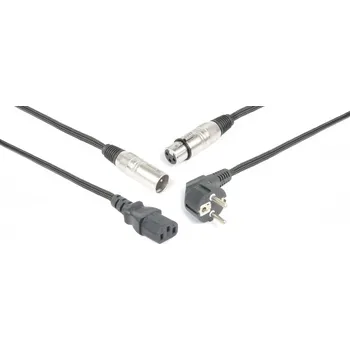 Audio kabel Power Dynamics CX02-20 Audio Combi Cable Schuko - XLR F / IEC F - XLR M 20M