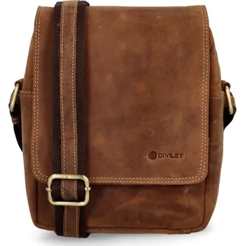 Luxusní pánská kožená crossbody Diviley Chrisben, hnědá