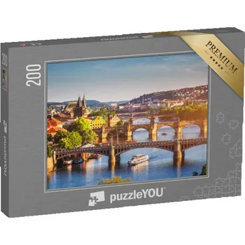 Puzzle puzzle 200 dílků „Západ slunce nad Karlovým mostem, Praha, Česká republika“