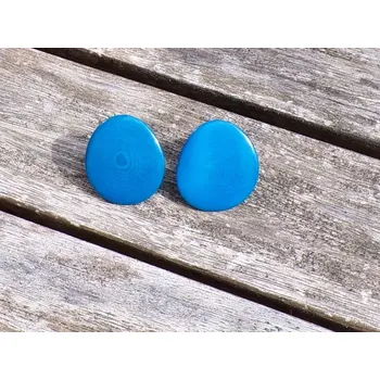 Náušnice Náušnice tagua (placičky, zapichovací, tyrkysové)