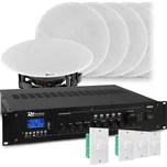 Power Dynamics 4 zónový zvukový systém s 8x FCS5 vestavěnými reproduktory, 100V zesilovačem a 4x ovládáním hlasitosti