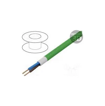 elektrický kabel Vodič YTLY kulatý lanko Cu 2x0,5mm2 textilní zelená 150V 50m