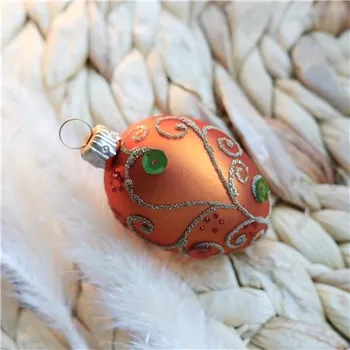 Velikonoční dekorace Skleněná kraslice oranžová kamínky