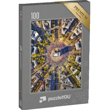 Puzzle puzzle 100 dílků „Dokonalý letecký pohled na Vítězný oblouk, Paříž, Francie“