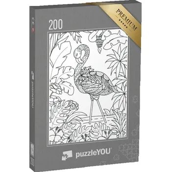 Puzzle puzzle 200 dílků „puzzleOMALOVÁNKY: Plameňák“