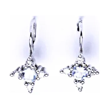 Náušnice Zlaté náušnice, zirkony čiré a akvamarin, bílé i žluté zlato - VE 38