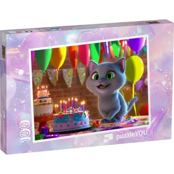 Puzzle puzzle 100 dílků „Barevný narozeninový dort pro kočku Karlu“