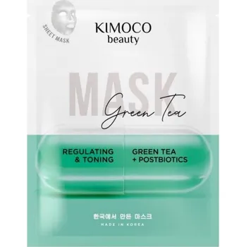 Pleťová maska Kimoco Beauty tonizující pleťová maska s extrakty zeleného čaje a postbiotiky, 23ml