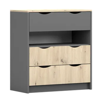 Komoda Komoda se šuplíky 03 Joy II, šedá / dub artisan, 80 x 91 x 41 cm