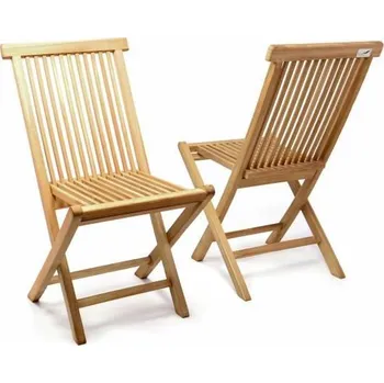 2x skládací zahradní židle z teakového dřeva, bez područek