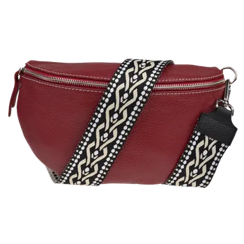 Kabelka NovaKabelka.cz Kožená italská crossbody kabelka Reni Grande Rubino s přídavným popruhem IV