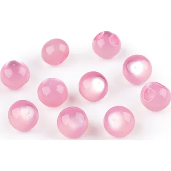 Knoflík Perla k našití / knoflík kočičí oko Ø11 mm růžová sv. 10 ks