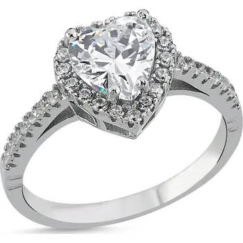 Prsten Stříbrný zásnubní prsten SRDCE Velikost prstenu: 9 (EU: 59-61) Ag 925; ≤2,8 g. 10 x 10 mm 5820226533