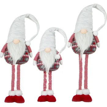 Vánoční dekorace SKRZAT GNOM NA TELESKOPICKÝCH NOHÁCH BÍLÝ 80-115CM