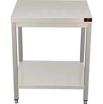 Dílenský stůl DASgastro Nerezový pracovní stůl se spodní policí bez zadního lemu - 0,6 x 0,6 m