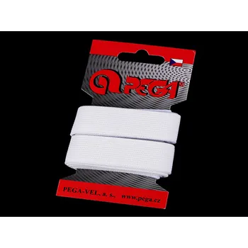 Textilní guma Hladká pruženka na kartě šíře 20 mm barevná bílá 1 karta