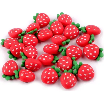 Knoflík Knoflík 3D jahoda velikost 34" červená 25 ks