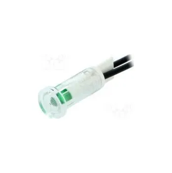 Kontrolka LED plochá Otv Ø9,7mm vodiče 100mm plast ØLED 5mm