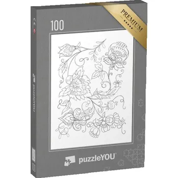 Puzzle puzzle 100 dílků „puzzleOMALOVÁNKY: Retro květiny“