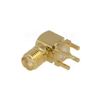 Elektrická zásuvka Zásuvka SMA zásuvka úhlové 90° THT na PCB teflon zlacený