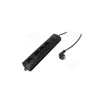 Přepěťová ochrana Nap.prodl.přívod ochranný Zásuvky 4 250VAC 10A Barva černá