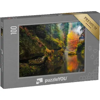 Puzzle puzzle 100 dílků „Rokle Kamnitz, Národní park Saské Švýcarsko“