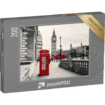 Puzzle puzzle 200 dílků „Červená telefonní budka, Londýn, Anglie“