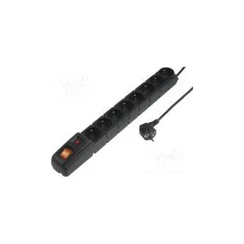 Přepěťová ochrana Nap.prodl.přívod ochranný Zásuvky 8 230VAC 10A Barva černá