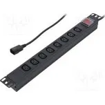 Nap.prodl.přívod ochranný Zásuvky 8 250VAC 10A Barva černá