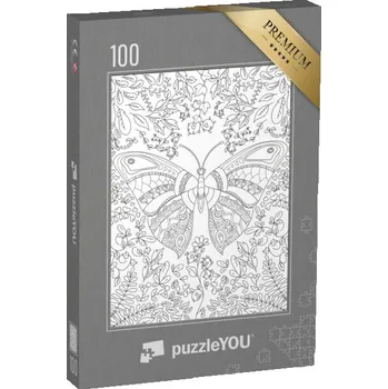 Puzzle puzzle 100 dílků „puzzleOMALOVÁNKY: Květiny a motýli“