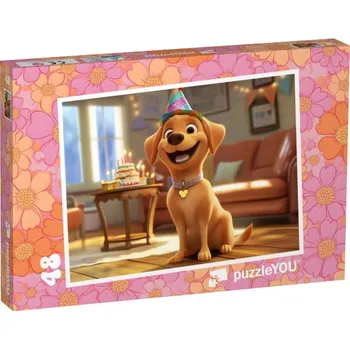 Puzzle puzzle 48 dílků „Všechno nejlepší k narozeninám od psího kamaráda“
