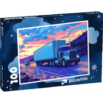 Puzzle puzzle 100 dílků „Noční jízda s kamionem“