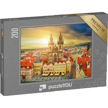 Puzzle puzzle 200 dílků „Týnský chrám, Staroměstské náměstí, Praha, Česká republika“
