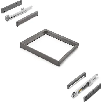 Šatní skříň EMUCA Rám pro šatní systém Quartz, s plnovýsuvem, tlumením – titan - různé šířky Šířka rámu (mm): 562-588