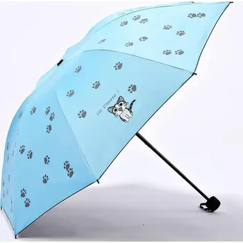 Deštník Skládací kočičí deštník - světle modrý