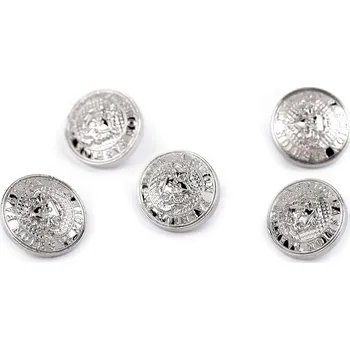 Knoflík Kovový knoflík velikost 24" nikl 5 ks