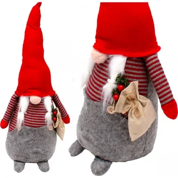 Vánoční dekorace DEKORATIVNÍ MIKULÁŠ 50 CM DÍVKA S PYTLEM A JEŘABINOU