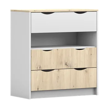 Komoda Komoda se šuplíky 03 Joy I, bílá / dub artisan, 80 x 91 x 41 cm
