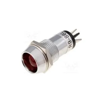 LED páska Kontrolka LED vydutá 24VDC Otv Ø14,2mm IP40 mosaz ØLED 10mm