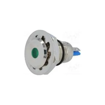 LED páska Kontrolka LED plochá 12VDC Otv Ø12mm IP67 pájecí mosaz