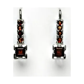 Drahý kámen Stříbrné náušnice, přírodní granáty - VE 59