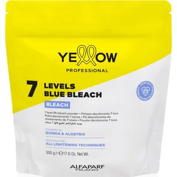 Barva na vlasy Yellow Professional Alfaparf 7 LEVELS BLUE BLEACH 500g - Světle modrý melírovací/odbarvovací prášek, zesvětlí až o 7 tónů - YELLOW PROFESSIONAL