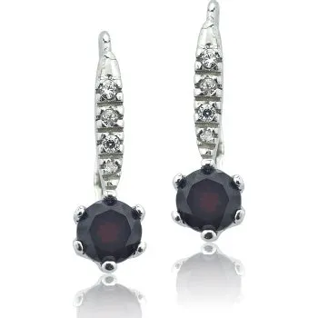 Náušnice Stříbrné náušnice, čiré zirkony a přírodní granát - VE 10