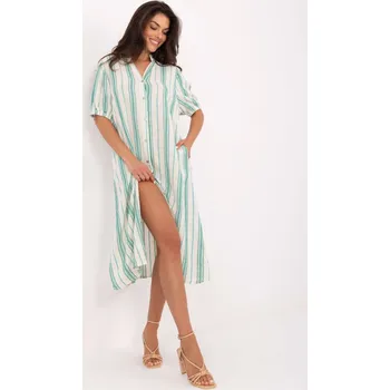 Dámské oblečení Oversize letní šaty s V výstřihem zelené TW-SK-