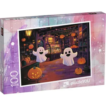 Puzzle puzzle 100 dílků „Strašidelný večířek při svíčkách“